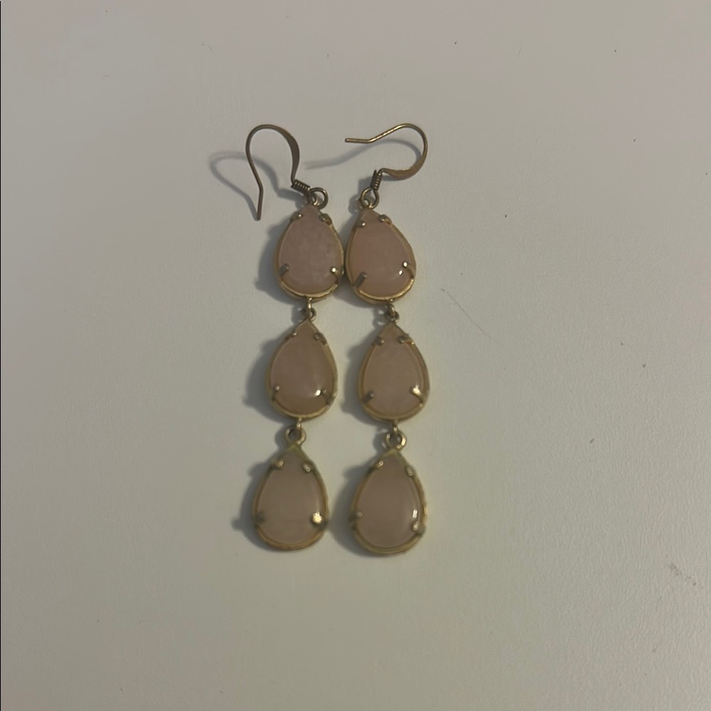 Elegant Gold and Pink Teardrop Earrings